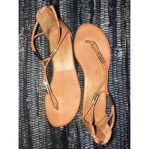 Tan and gold sandals